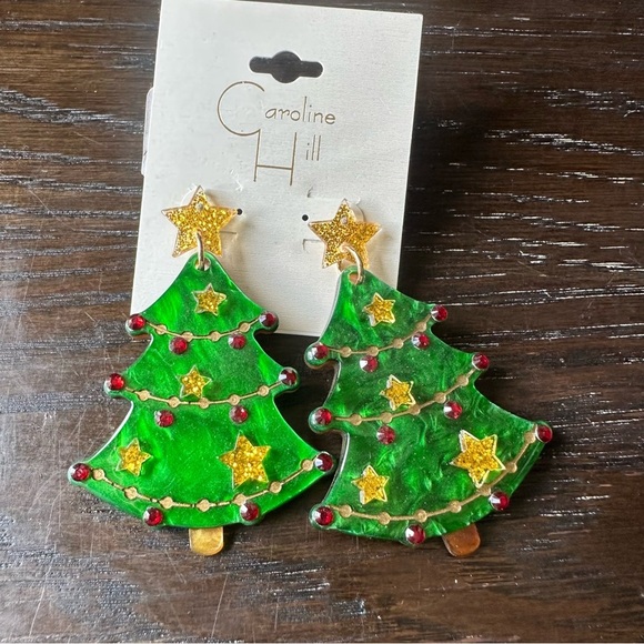 Caroline Hill Green Christmas Tree Earrings - Picture 2 of 2
